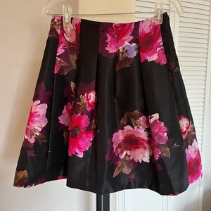 Dressbarn Black and Pink Floral Skirt
